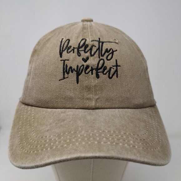 YF Women's Perfectly Imperfect Slideback Hat Tan Embroidered Logo - Picture 2 of 10
